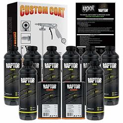 CUSTOM SHOP U-Pol Raptor Black Urethane Spray-On Truck Bed Liner 8 Quart Kit and Custom Coat Spray Gun with Regulator