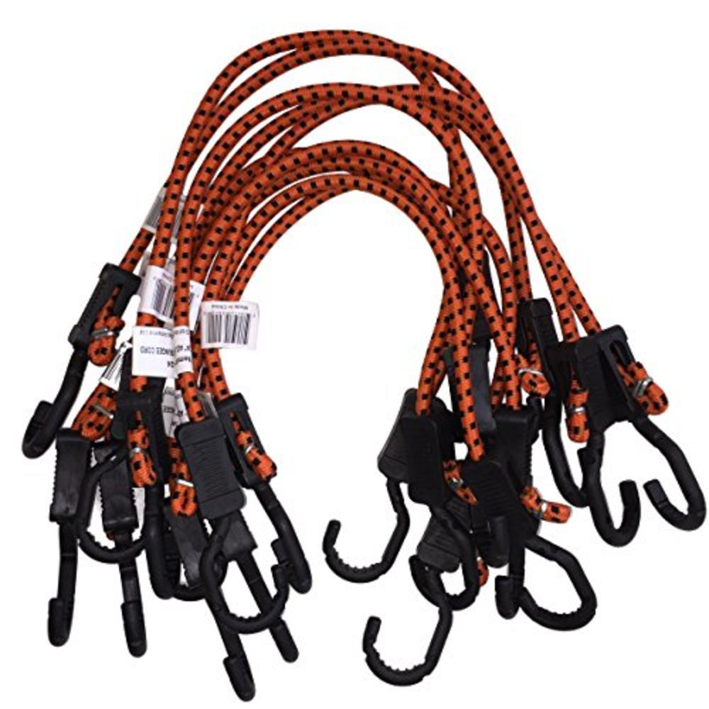 Kotap MABC-24 All- Purpose Adjustable Bungee Cords with Hooks, 24-Inch, Orange/Black, 10 Count