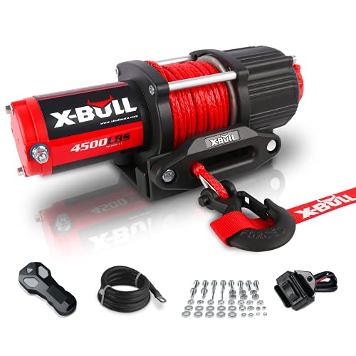X-BULL 12V 4500LBS Synthetic Rope Electric Winch for Towing ATV/UTV Off Road with Mounting Bracket Wireless Remote