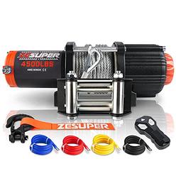 ZESUPER 4500 lb 12V DC Electric Winch 50 ft Steel Cable Off Road Waterproof UTV ATV Boat Modified Vehicles Winch Kits Wireless R