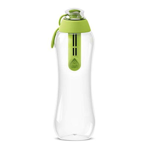 Dafi Filtering Water Bottle, BPA-Free plastic reusable water bottle, replaceable carbon filter, 24 oz, Made In Europe, Green