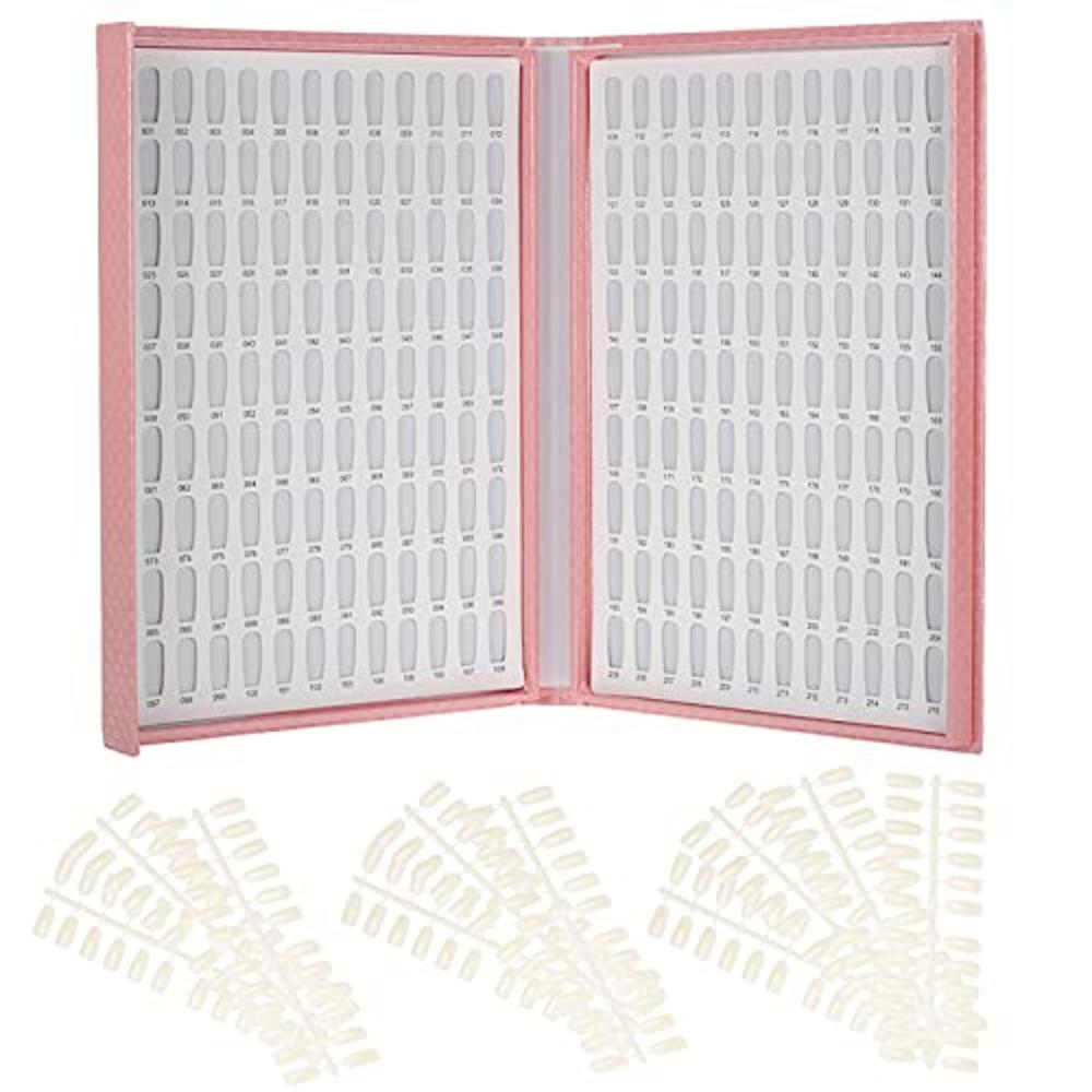 Anself+ Nail Display Chart, 216 Colors Nail Gel Polish Color Card with 240 Tips Nail Art Salon Set Pink