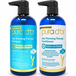 PURA DOR Hair Thinning Therapy Shampoo & Conditioner 2-Piece System for Prevention, Infused with Premium Organic Argan Oil, Biot