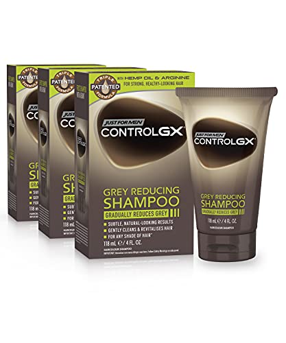 Just For Men Control GX Grey Reducing Shampoo, Gradually Colors Hair, Gently Cleans and Revitalizes, with Hemp Oil and Arginine 