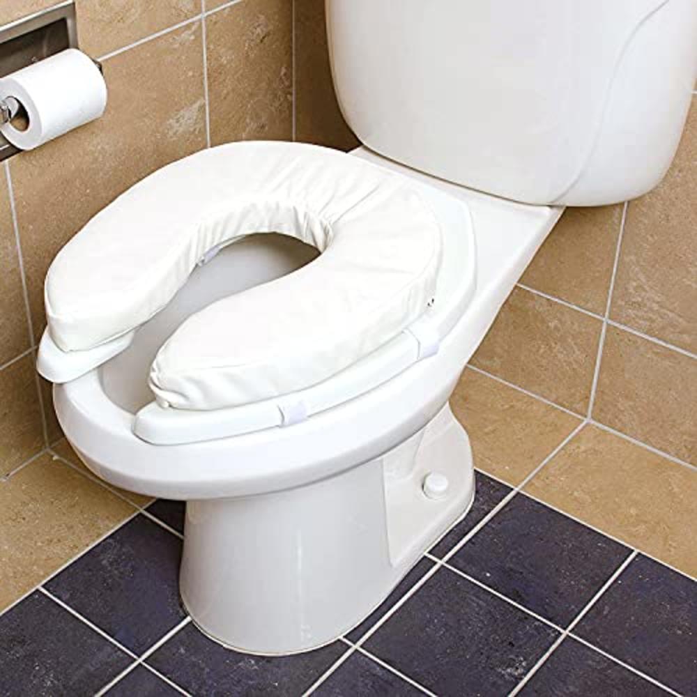 DMI Raised Toilet Seat Toilet, Toilet Seat Riser, Seat Cushion and Toilet Seat Cover to Add Extra Padding to the Toilet Seat whi