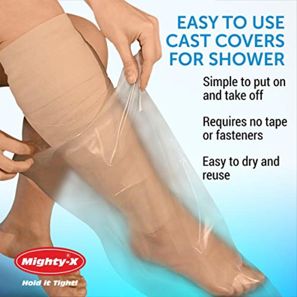 Mighty-X 100% Waterproof Cast Cover Leg - ?Watertight Seal? - Reusable 2 pk Cast Protector for Shower Leg Adult Knee, Ankle, Foot - Half 