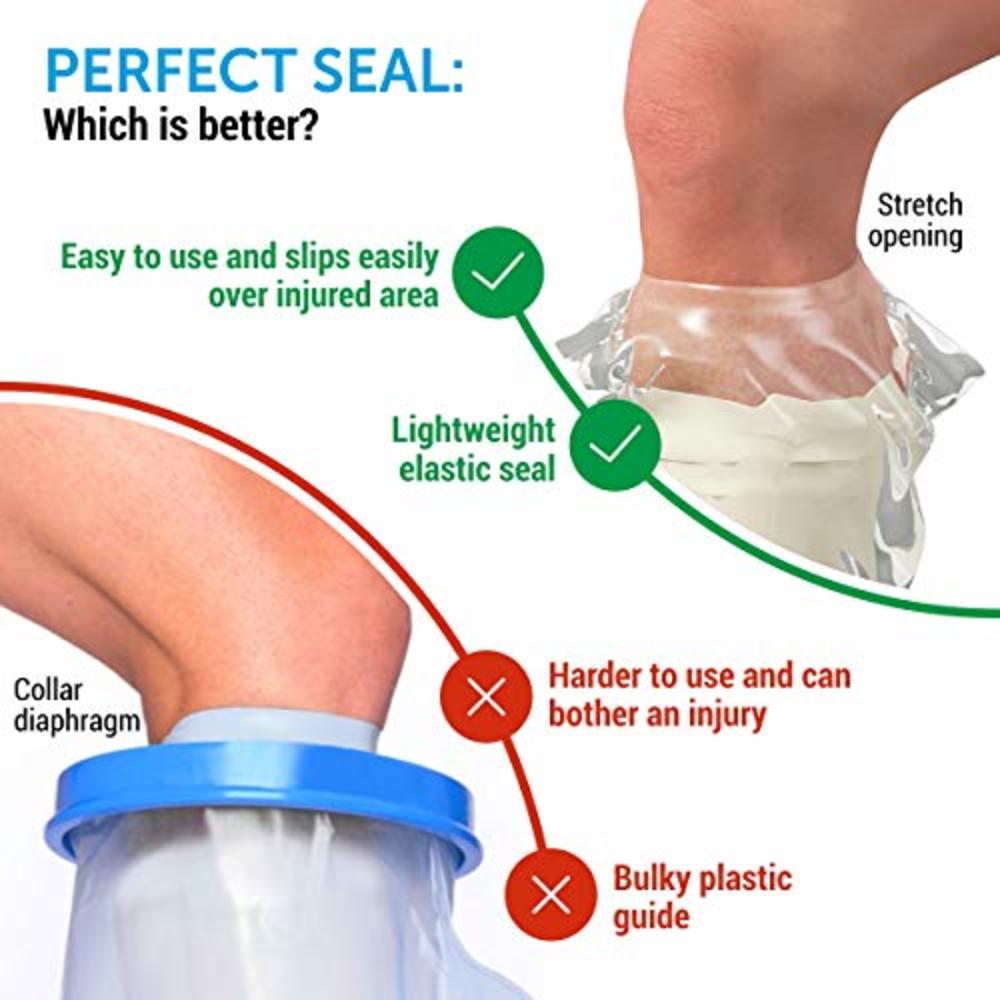 Mighty-X 100% Waterproof Cast Cover Leg - ?Watertight Seal? - Reusable 2 pk Cast Protector for Shower Leg Adult Knee, Ankle, Foot - Half 