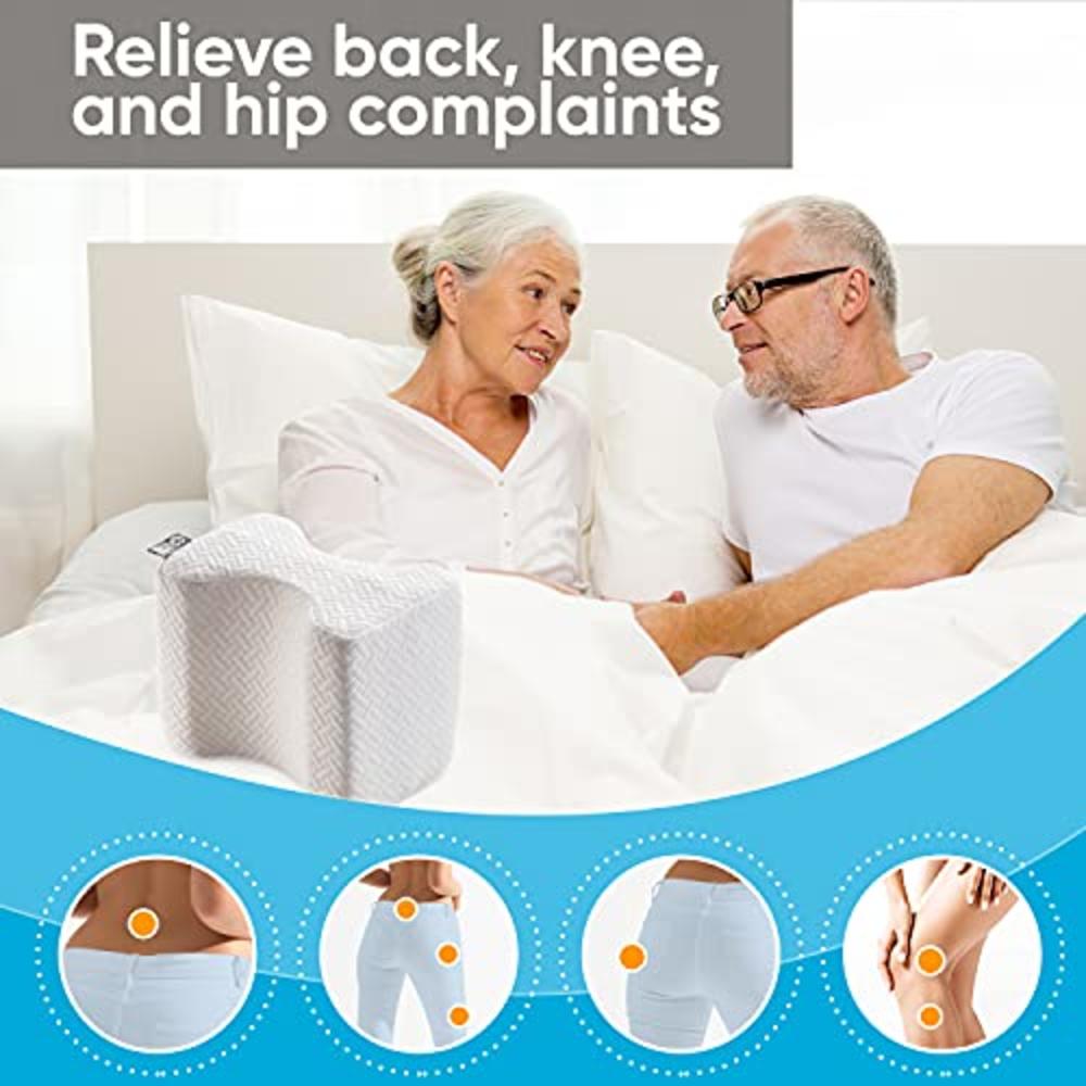 5 STARS UNITED Knee Pillow for Side Sleepers - 100% Memory Foam Wedge Contour - Leg Pillows for Sleeping - Spacer Cushion for Spine Alignment, 