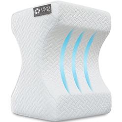 5 STARS UNITED Knee Pillow for Side Sleepers - 100% Memory Foam Wedge Contour - Leg Pillows for Sleeping - Spacer Cushion for Spine
