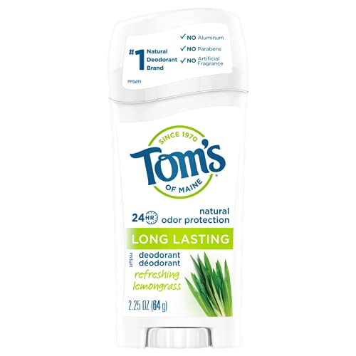Toms of Maine Long-Lasting Aluminum-Free Natural Deodorant for Women, Lemongrass, 2.25 oz.
