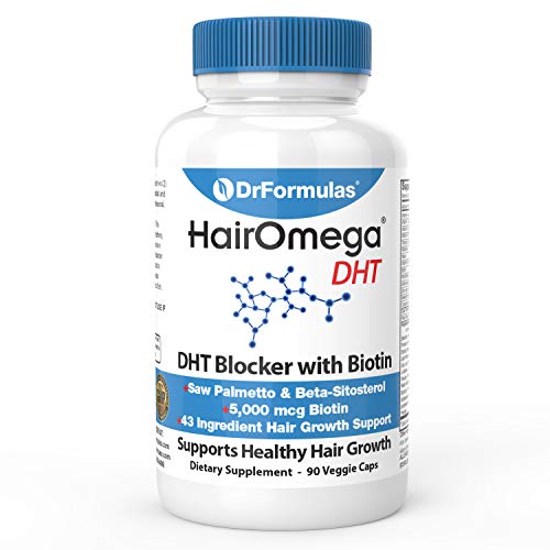 DrFormulas DHT Blocker for Men and Women | HairOmega Advanced Hair Growth Supplements with Biotin 5000 mcg | Hair Loss Vitamins 