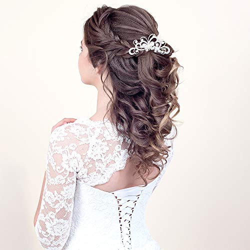 BOAO 24 Pieces Wedding Bridal Hair Combs Crystal Pearl Rhinestone Hair Clips Side Hair Accessories Pearl Hair Pins for Brides and Bri