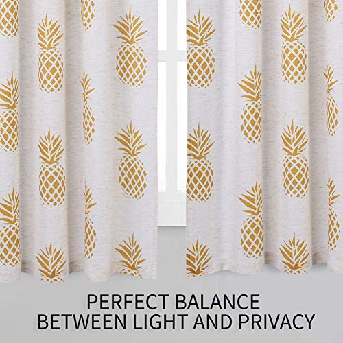 CAROMIO Valances for Kitchen Windows, Pineapple Print Linen Blend Small Valance Curtains for Kitchen Bathroom Window Curtains Short Cafe