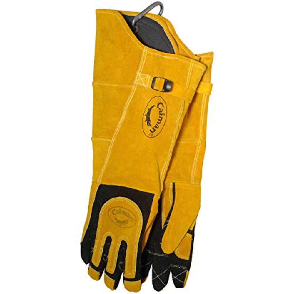 Caiman 1878-5 21-Inch One Size Fits All Genuine American Deerskin Welding Glove with Boarhide Leather Heat Shield and Cuff