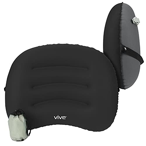 Vive Inflatable Lumbar Support Cushion with Bag - Backrest Pillow for Car,  Office Chair - Adjustable Firm Air Lower Back, Neck P