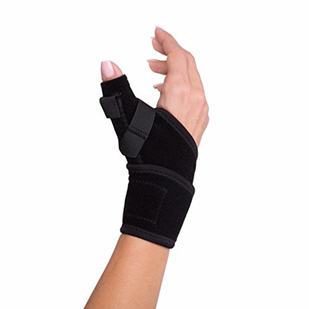DonJoy Advantage DA161TB01-BLK Wrap Around Stabilizing Thumb Splint, Black, Adjustable, Fits 5.5" to 9.5", Best for Tendonitis, 