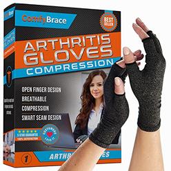 ComfyBrace Comfy Brace Arthritis Hand Compression Gloves ? Comfy Fit, Fingerless Design, Breathable & Moisture Wicking Fabric ? Alleviate R