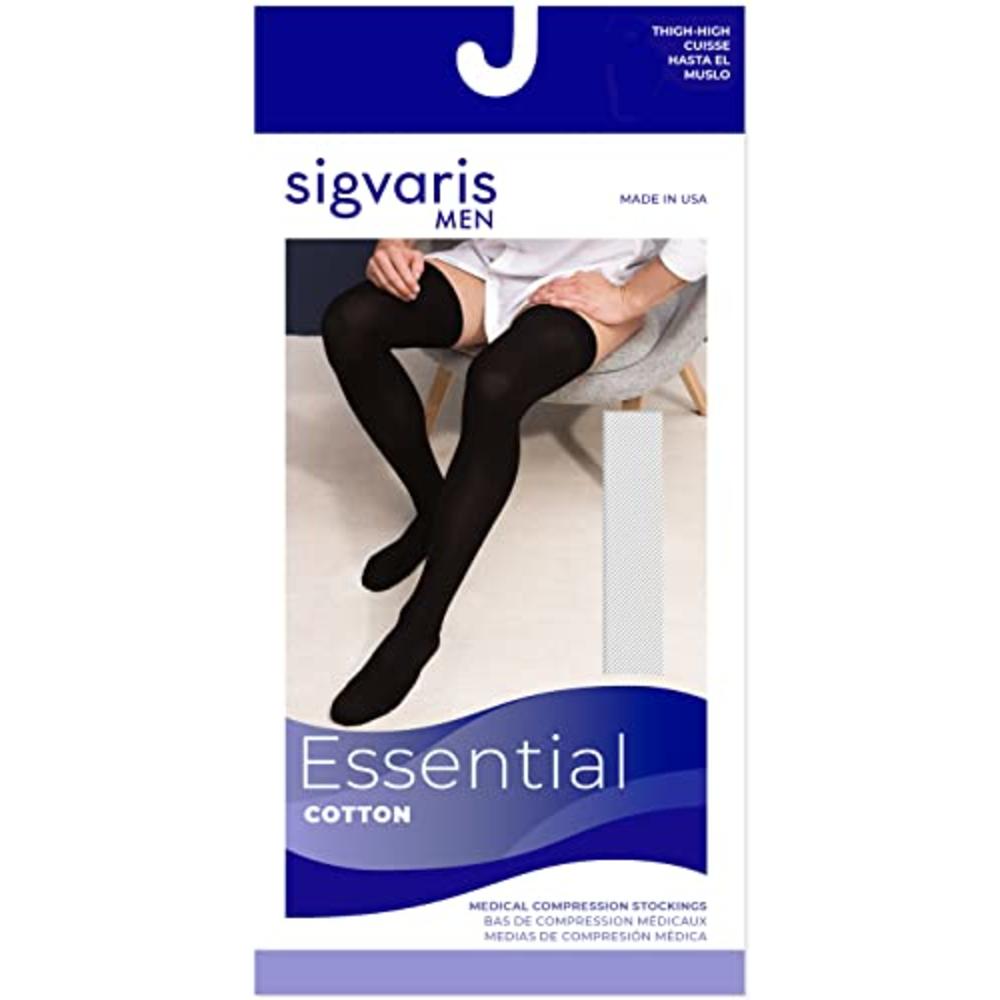 SIGVARIS Men’s Essential Cotton 230 Closed Toe Thigh-Highs w/Grip Top 30-40mmHg