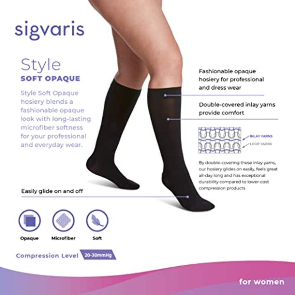 SIGVARIS Women’s Style Soft Opaque 840 Closed Toe Calf-High Socks 20-30mmHg
