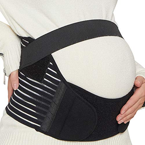 NeoTech Care Pregnancy Support Maternity Belt, Waist/Back/Abdomen Band, Belly Brace, Black, Size M