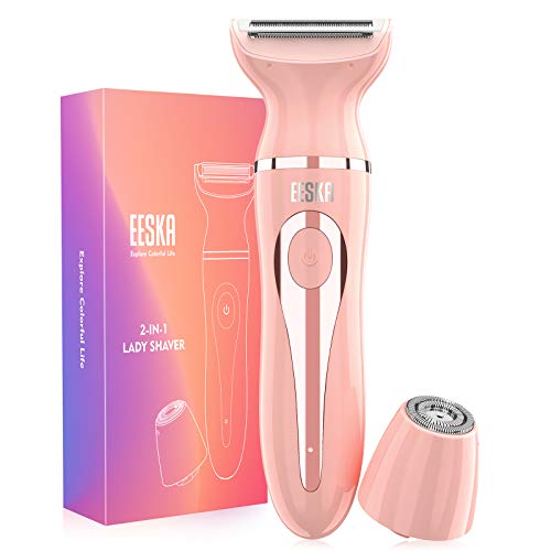 Electric Razor for Women, EESKA 2-in-1 Womens Shaver for Face Legs and  Underarm, Portable Bikini Trimmer Ladies Shaver, IPX7 Wat
