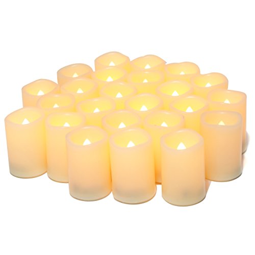 CANDLE IDEA Flameless Flickering Votive Tea Lights Candles Bulk Battery Operated Set of 24 Fake Candles/Flickering Tealights LED Candle for 