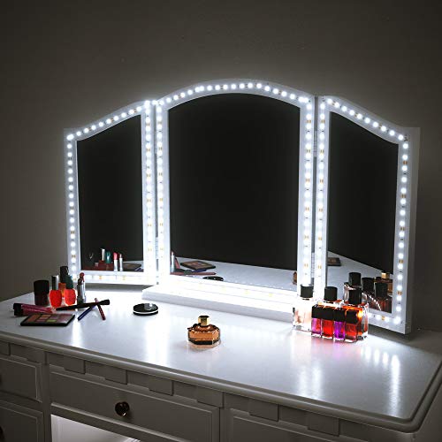 Pangton Villa LED Vanity Mirror Lights for Makeup Dressing Table Vanity Set 13ft Flexible LED Light Strip Kit 6000K Daylight White with Dimmer