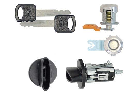 Fast Auto Keys New Fits Select Ford Lincoln Ignition Switch Lock Cylinder + Pair (2) Door Lock Cylinder W/2 Ford Oval Logo Keys 