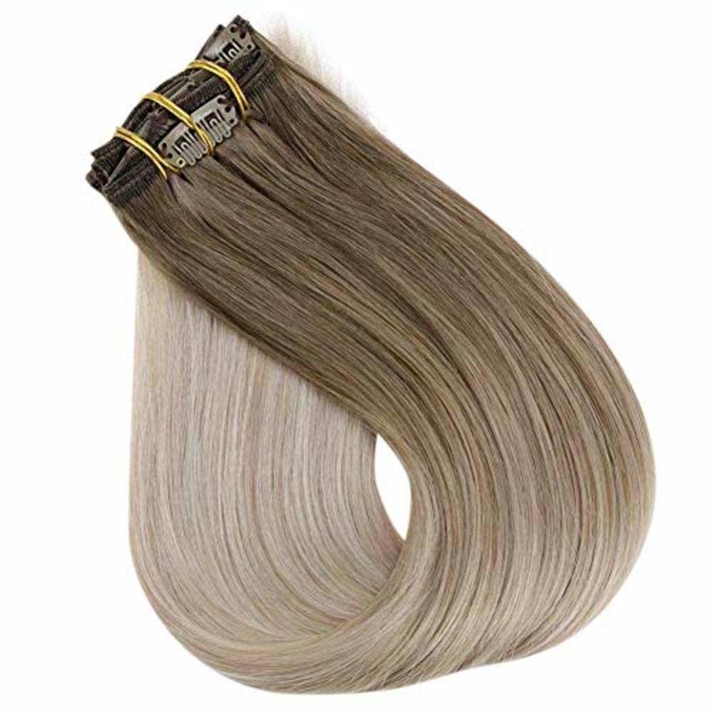 Fshine Clip in Hair Extensions Human Hair Remy Natural Hair 18Inch Real Hair  Extensions Clip in