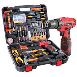 DD dedeo Dedeo Tool Set with Drill, 108Pcs Cordless Drill Household Power Tools Set with 16.8V Lithium Driver Claw Hammer Wrenches Pliers