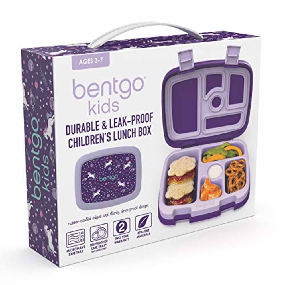 Bentgo Kids Prints (Unicorn) - Leak-Proof, 5-Compartment Bento-Style Kids Lunch Box – Ideal Portion Sizes for Ages 3 to 7 – BPA-