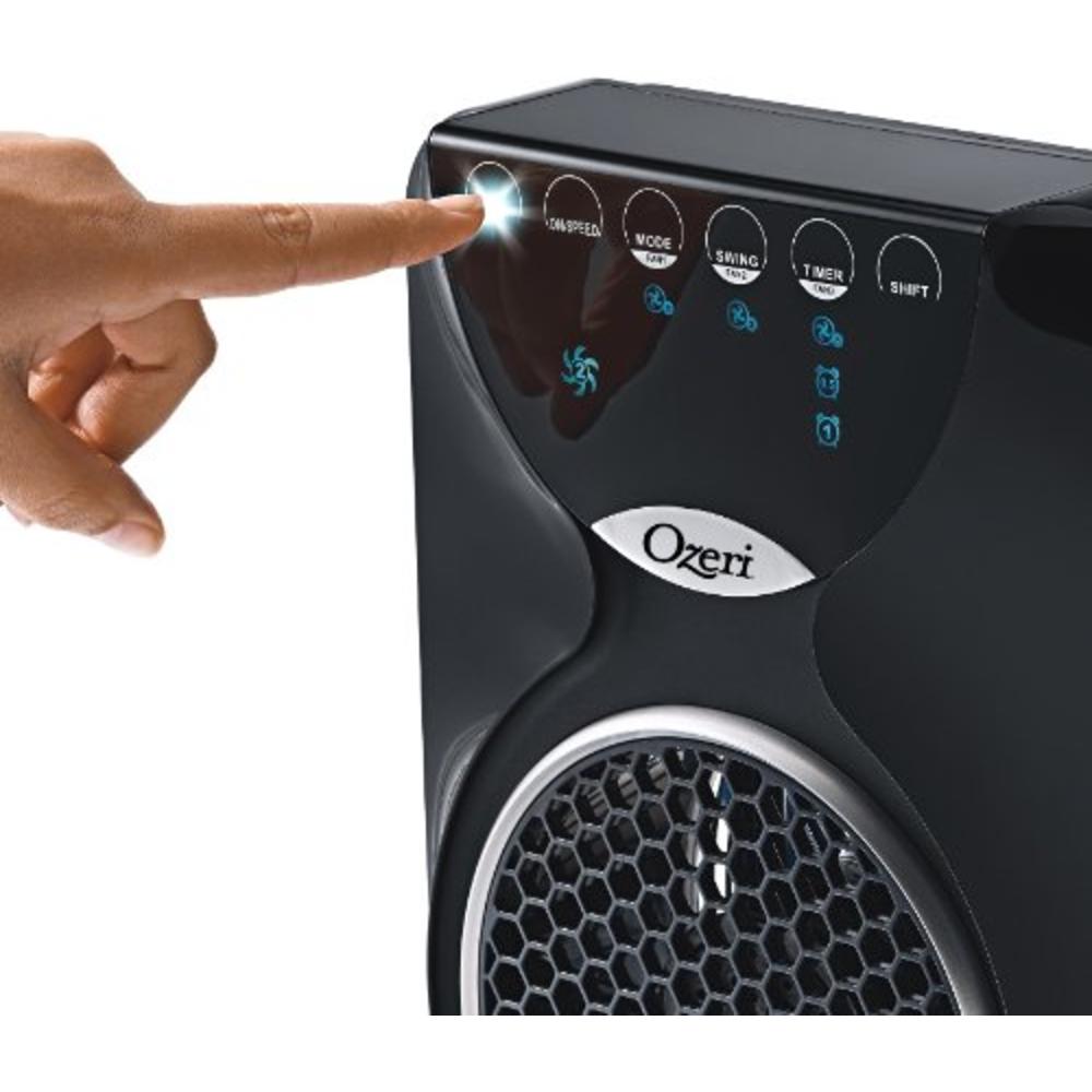 Ozeri 3x Tower Fan (44") with Passive Noise Reduction Technology, Black with Chrome Accent