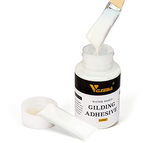 VGSEBA gold Leaf Adhesive,gilding Adhesive,gold Leaf glue for craft, Arts,  Wood Use (100ml + Brush + gloves)