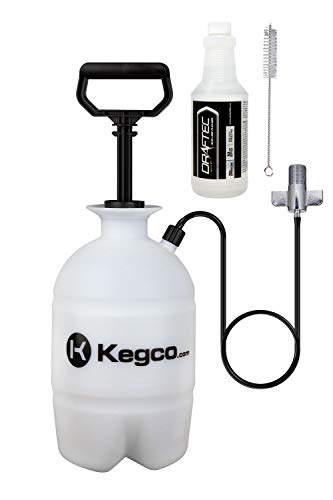 Draftec DTPcKcLR Deluxe Hand Pump Pressurized Keg Beer Kegerator cleaning Kit with 32 oz cleaner clear