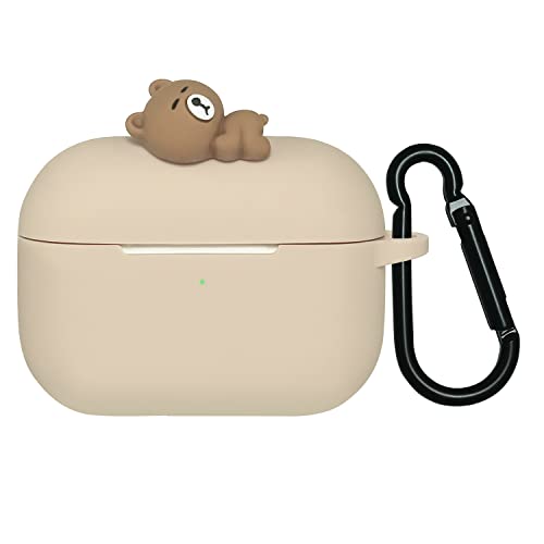 Wonhibo cute Bear Airpod Pro case for Women, Kawaii Silicone Animal cover for Apple Airpod Pro 2019 with Keychain