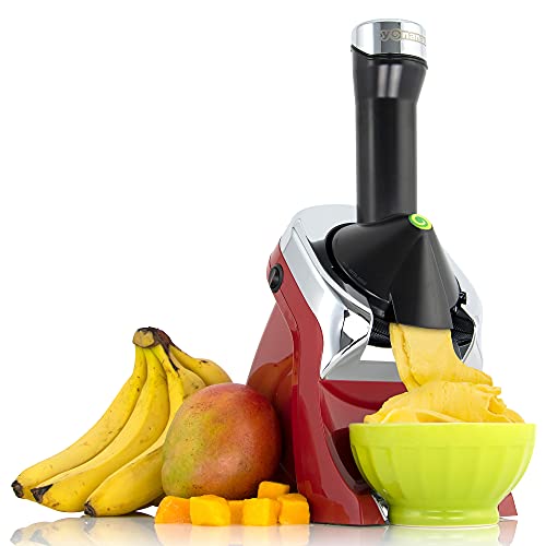 Yonanas 988RD Deluxe Vegan Non-Dairy Frozen Fruit Soft Serve Dessert Maker, BPA Free, Includes 75 Recipes, 200 Watts, Red
