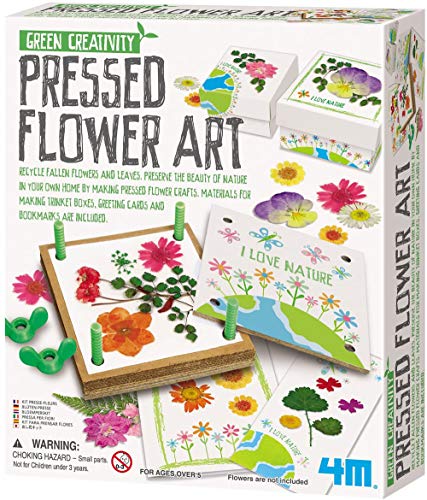 4M Green Creativity Pressed Flower Art Kit - Arts & Crafts DIY Recycle Floral Press Gift for Kids & Teens, Girls & Boys, Multi