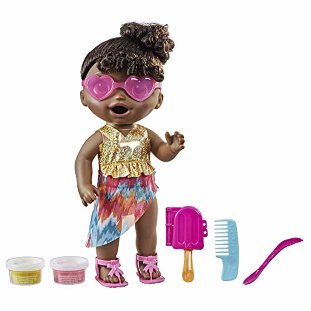 Baby Alive Sunshine Snacks Doll, Eats and Poops, Summer-Themed Waterplay Baby Doll, Ice Pop Mold, Toy for Kids Ages 3 and Up, Bl