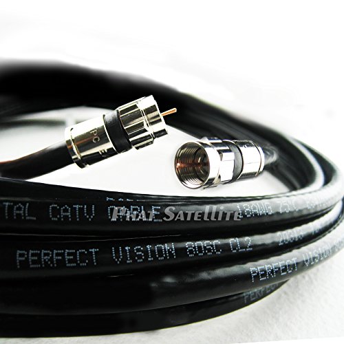 Perfect Vision 150ft Perfect Vision Solid Copper 3ghz 75 Ohm Coaxial RG-6 Directv, Dish Network, Digital Cable Tv Video Cable with Compression