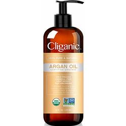 cliganic Organic Argan Oil 16oz with Pump, 100% Pure Bulk for Hair, Face & Skin