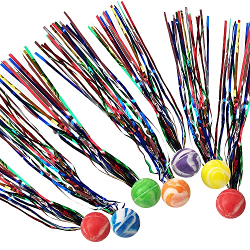ArtCreativity Comet Balls, Bulk Set of 20, Bouncy Super Balls with Colorful Streamers, Birthday Party Favors for Kids, Goodie Ba