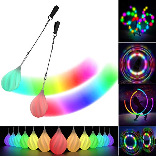 POITOI LED Poi Balls glow Balls Soft glow Poi Balls for Beginners and Professionals Rainbow Fade and High Strobe Spinning LED glow Toy