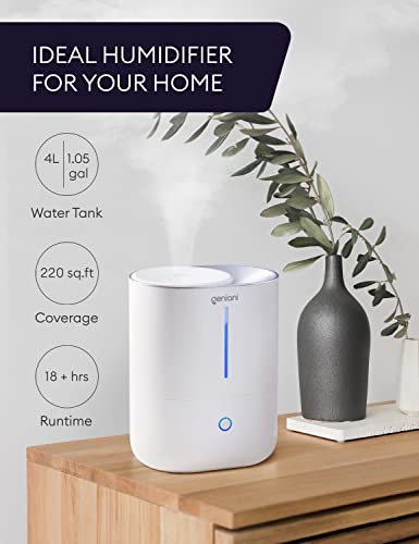 GENIANI Top Fill Cool Mist Humidifiers for Bedroom & Essential Oil Diffuser - Smart Aroma Ultrasonic Humidifier for Home, Baby,