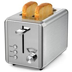 WHALL Toaster 2 slice whall Stainless Steel Toasters with Bagel,cancel,Defrost Function,Removable crumb Tray,15in Wide Slot,6 Bread Sh