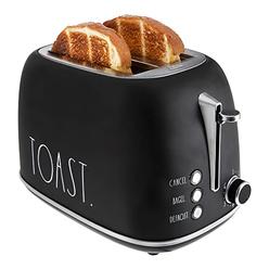 Rae Dunn Retro Rounded Bread Toaster, 2 Slice Stainless Steel Toaster with Removable crumb Tray, Wide Slot with 6 Browning Level