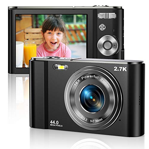 AUTPIRLF Digital camera 27K Ultra HD Mini camera 44MP 28 Inch LcD Screen Rechargeable Students compact camera Pocket camera with 16X Digi