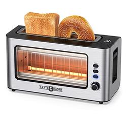 Paris Rh Toaster, Paris RhAne Toaster 2 Slice Extra Wide Long Slot Retro Toaster with Easy View Window, 6 Browning Levels, Easy to clean,