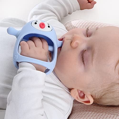 Smily Mia Penguin Buddy Never Drop Silicone Baby Teething Toy For 0-6Month Infants, Baby Chew Toys For Sucking Needs, Hand Pacif