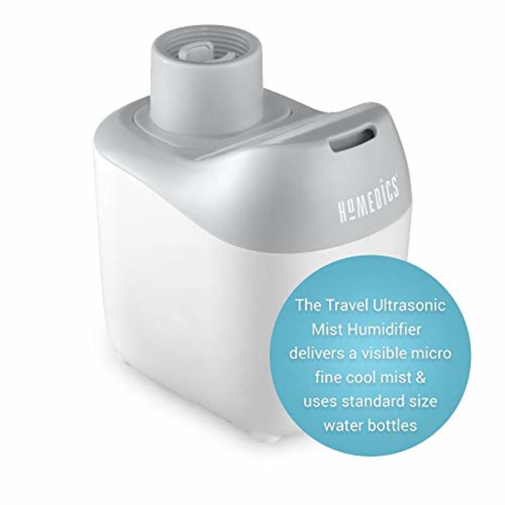 HoMedics Personal Travel Ultrasonic Humidifier | Portable Mister, 9 Hour Runtime, Silent Personal Water Purifier | BONUS FREE TR