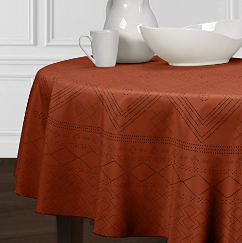 A LuxeHome Boho Bohemian Tribal Black Orange Rustic 90 Round Tablecloth Decorative cover Tabletop Dining Room Kitchen Linens Southwestern c